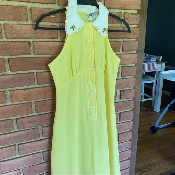 Allegro Vintage Yellow Summer Dress - Picture 4 of 6